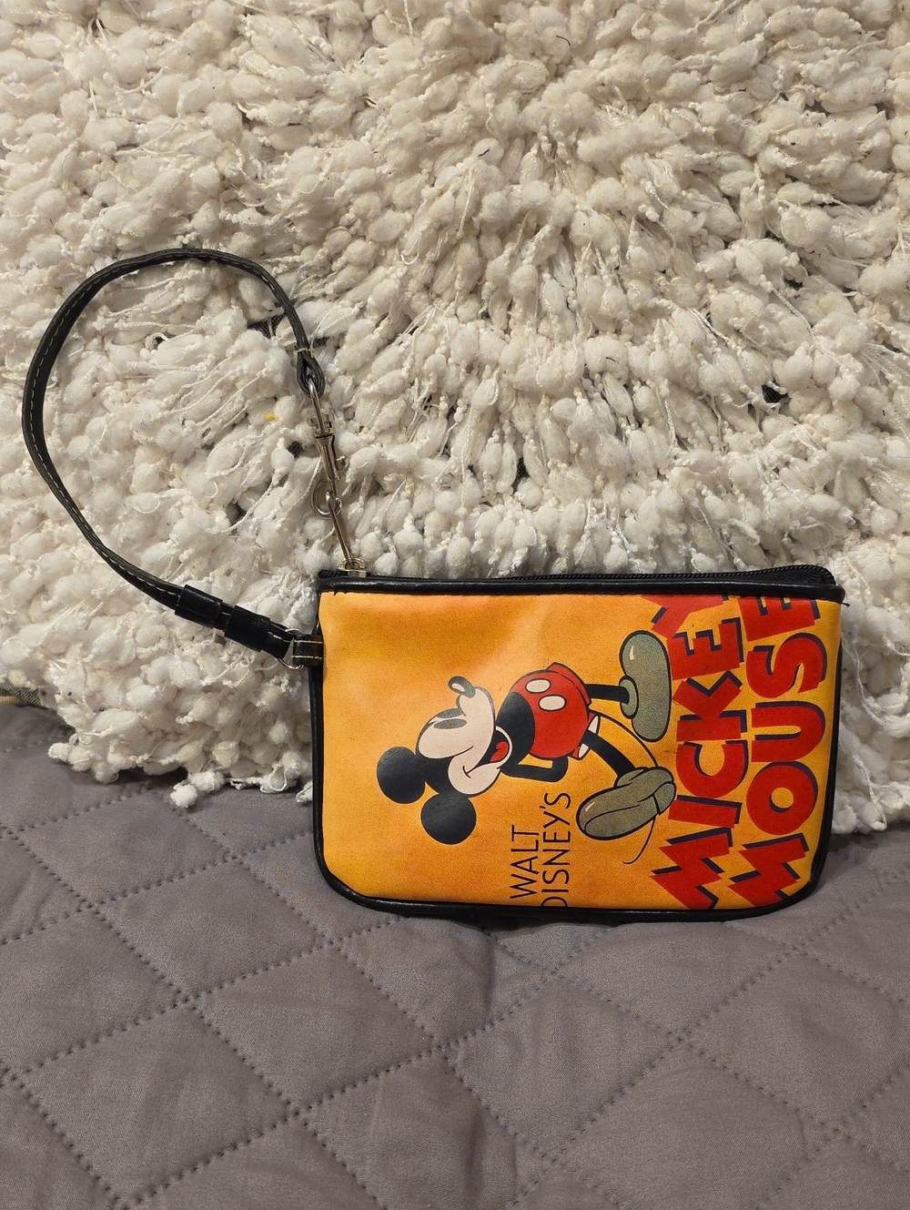 Disney Retro Walt Disneys Yellow Red Mickey Mouse Wristlet Clutch
